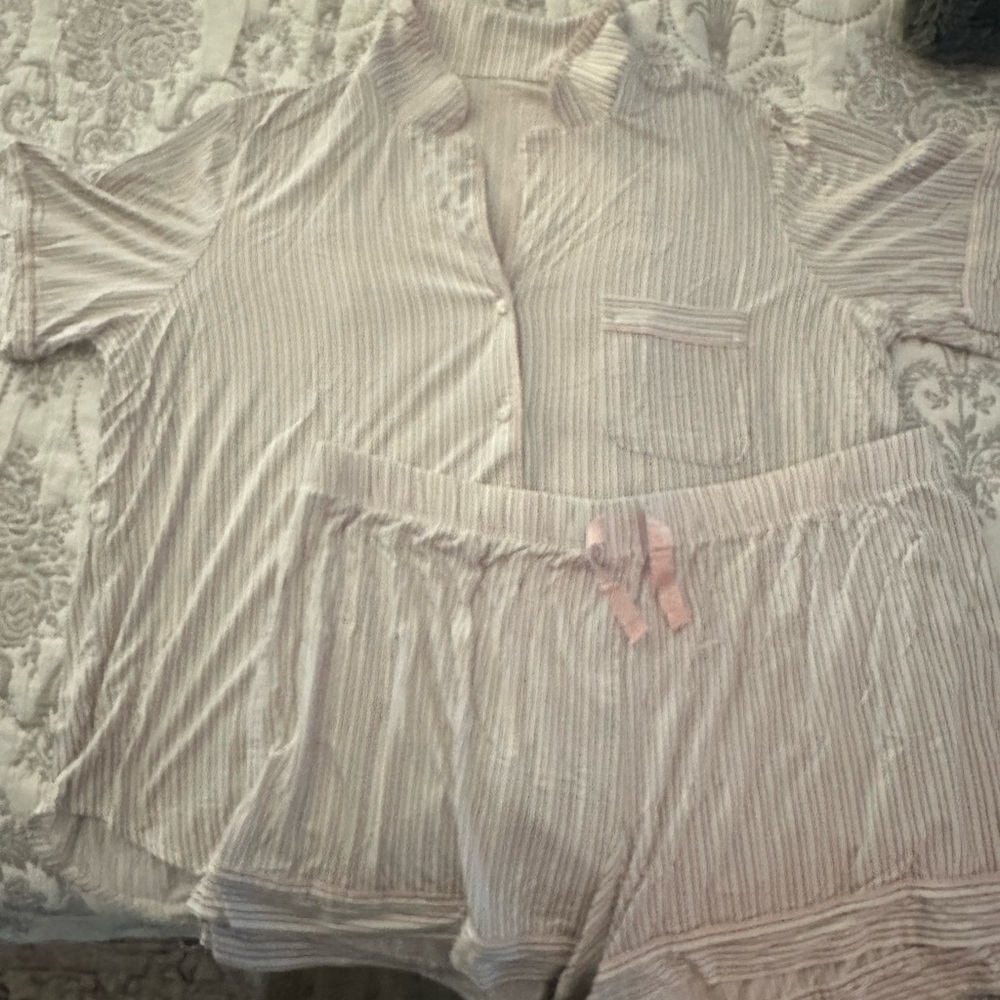 Victoria's Secret Light Pink Striped Pajama Set